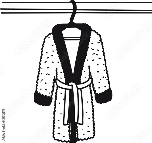 Fluffy Bathrobe Hanging on Hook Vector Illustration for Graphic Designs