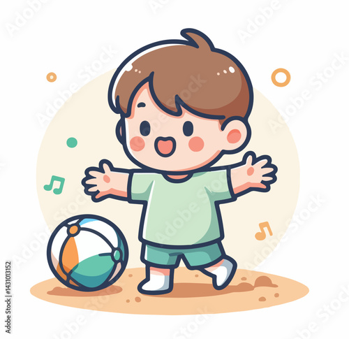 vector image of a child playing ball