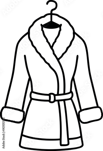 Fluffy Bathrobe Hanging on Hook Vector Illustration for Graphic Designs