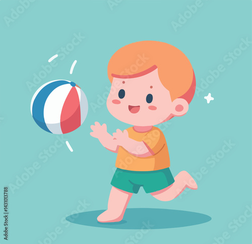 vector image of a child playing ball