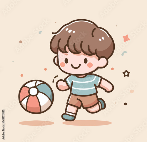 vector image of a child playing ball