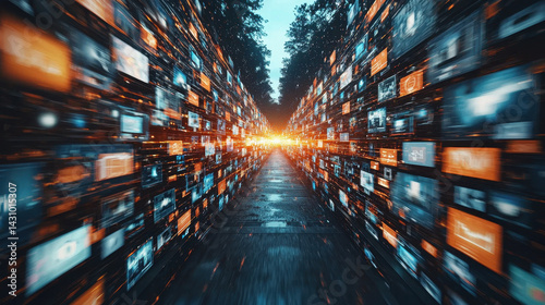 Innovative AI media lab showcases floating interfaces and digital avatars for future content creation