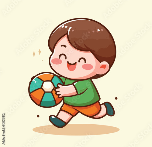 vector image of a child playing ball