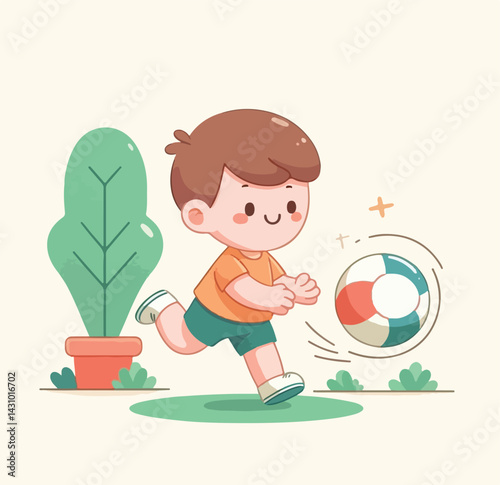 vector image of a child playing ball