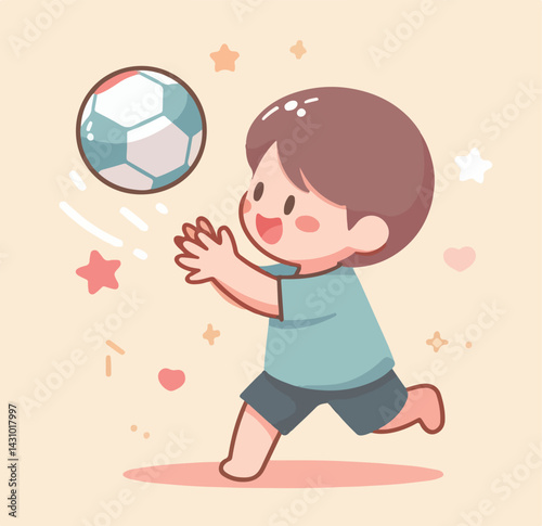 vector image of a child playing ball