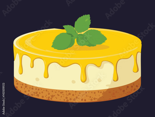 Cheese Cake Dessert Food - Vector Illustration