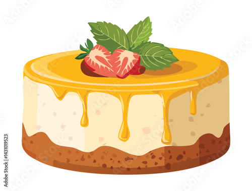 Cheesecake Dessert - Vector Illustration