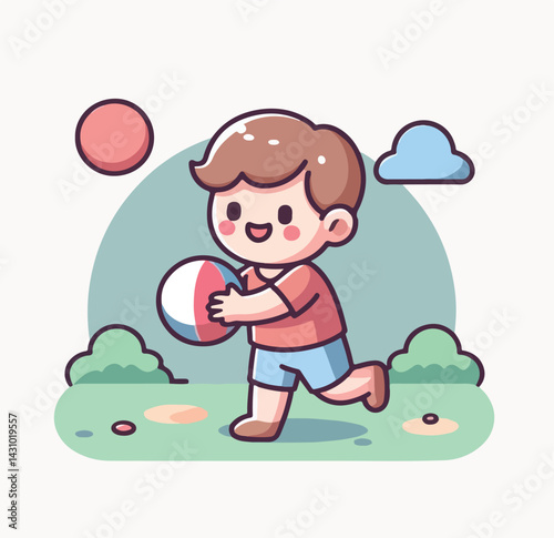 vector image of a child playing ball