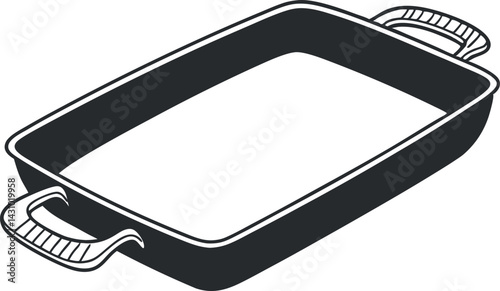 Baking Sheet Vector Line Drawing Illustration
