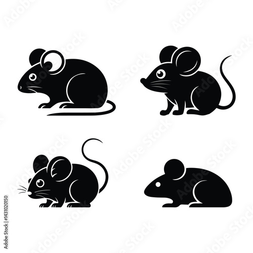 silhouette  rat vector set with white background