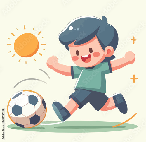 vector image of a child playing ball