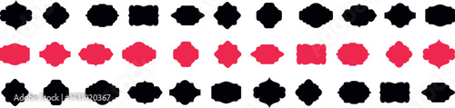 Large collection of black silhouette vector frames and cartouches with ornate curved classical designs, perfect for badges, labels, vintage borders, and decorations