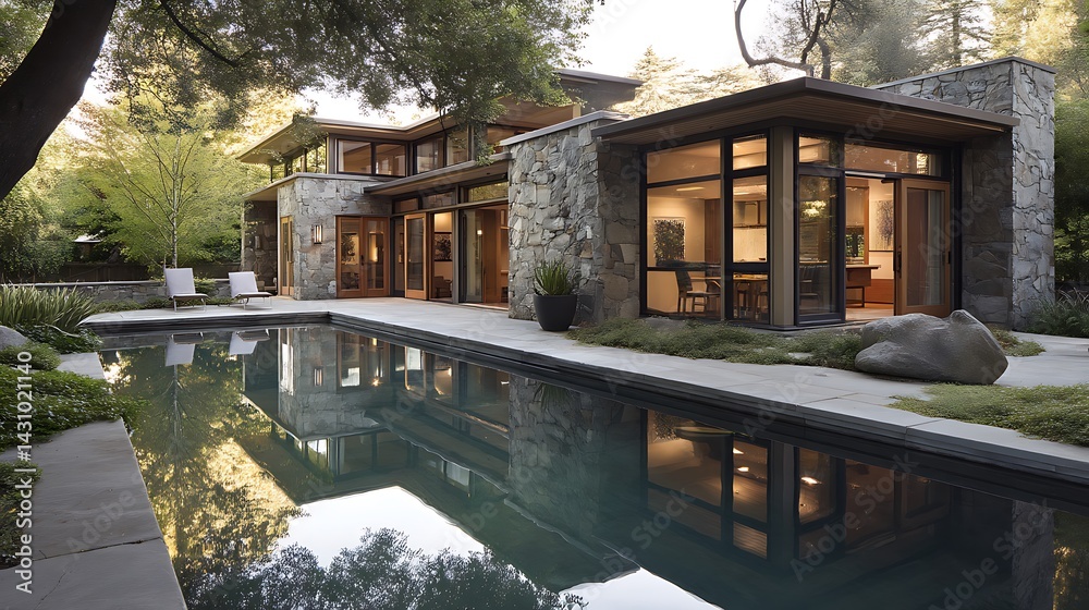 Modern House Pool View Modern House Pool View