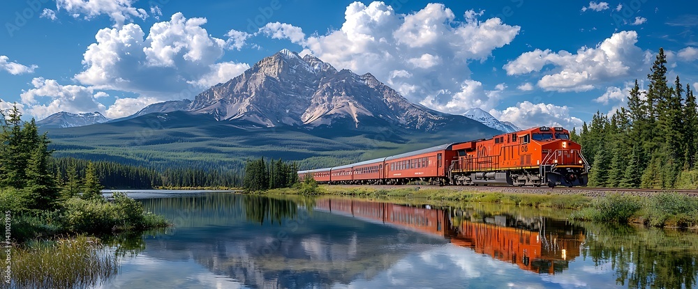 Fototapeta premium Scenic Train Journey Through Mountainous Landscape (1)