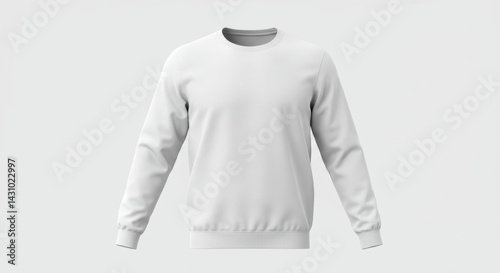 Blank white crew neck sweatshirt with long sleeves. Front view of a neutral, unisex garment displayed against a plain white background.