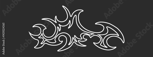 Neo tribal design element. Gothic style shape. Silhouette illustration. Isolated abstract element 