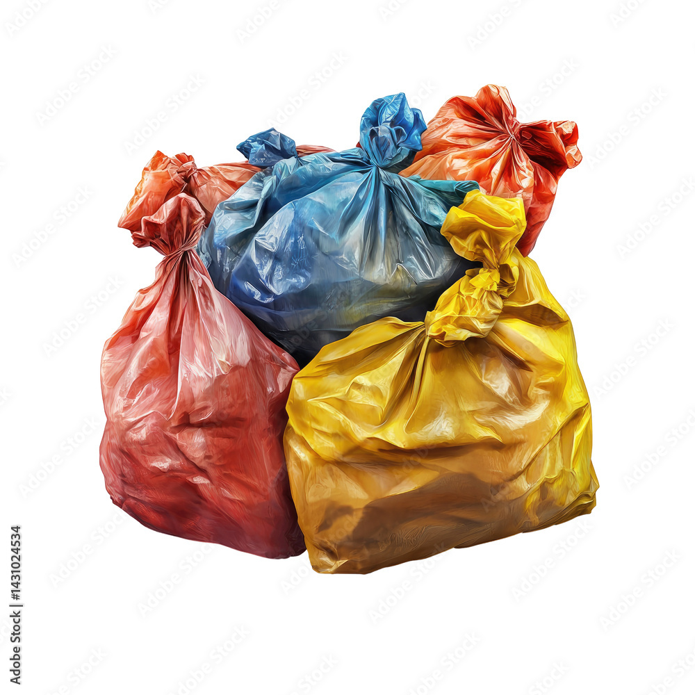 Fototapeta premium Colorful Garbage Bags Clustered