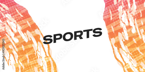 Sports gradient yellow orange brush with texture and halftone effect background. Rough dirty grunge style.