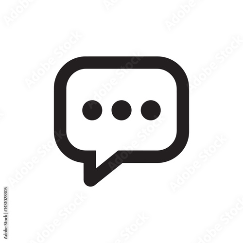 Icon of a Speech Bubble with Three Dots Representing Messaging, Digital Communication, and Chat Interaction for Social Media, Editable Vector Illustration Isolated on a White Background