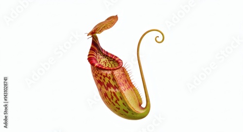 nepenthes pitcher plant tropical carnivorous species isolated on white. Generative AI