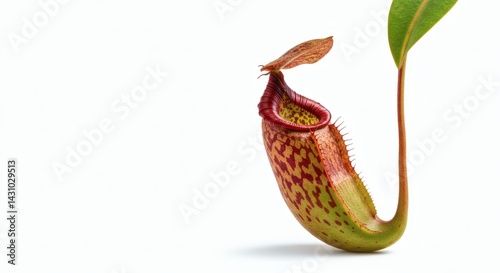 nepenthes pitcher plant tropical carnivorous species isolated on white. Generative AI