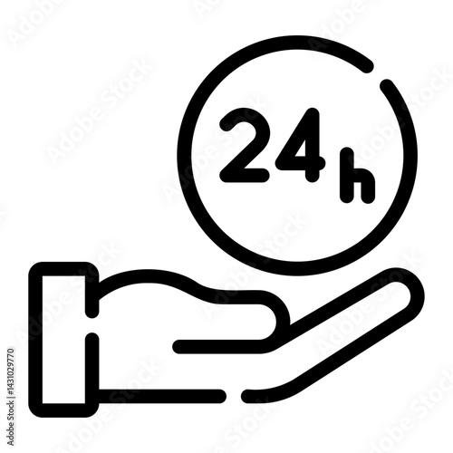 24 hours line icon