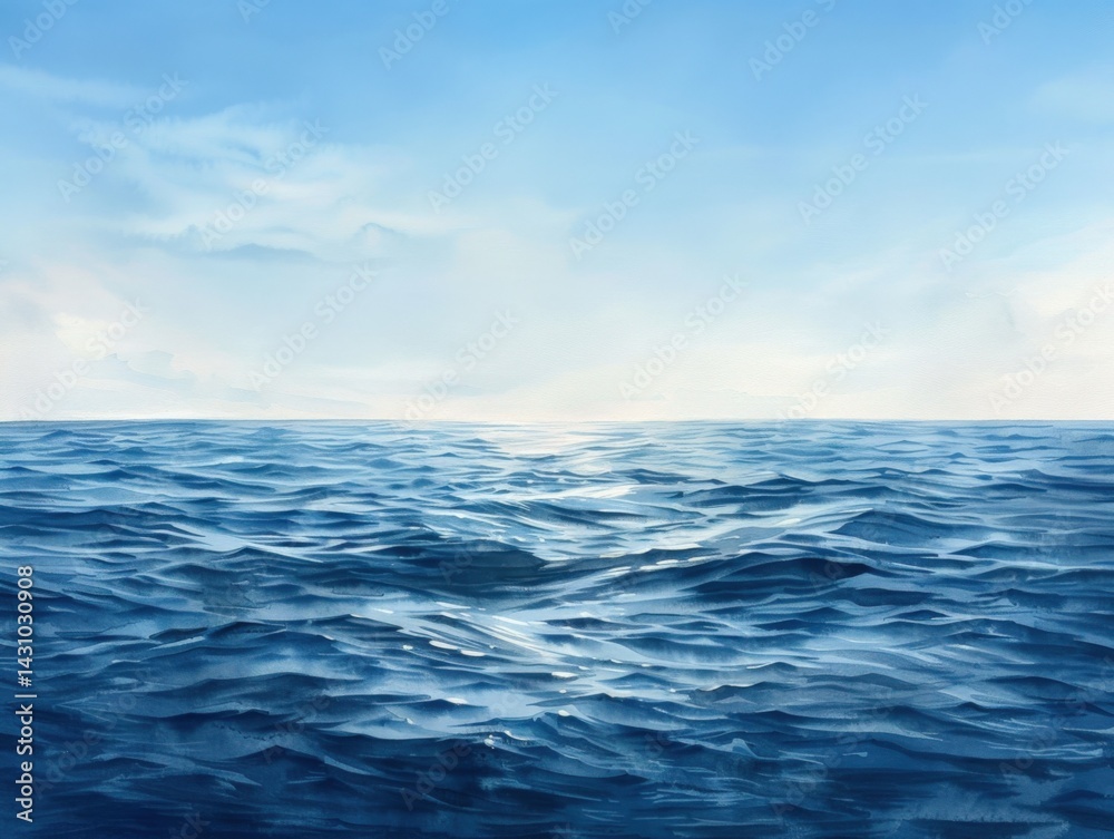 Fototapeta premium Calm ocean waves under a clear blue sky.