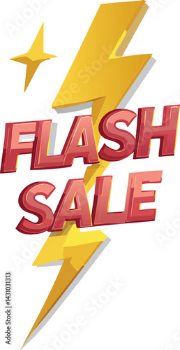 Flash Sale Icon with Bold Text & Lightning Bolt - Urgent Promo Vector for Limited-Time Deals & E-commerce Alerts