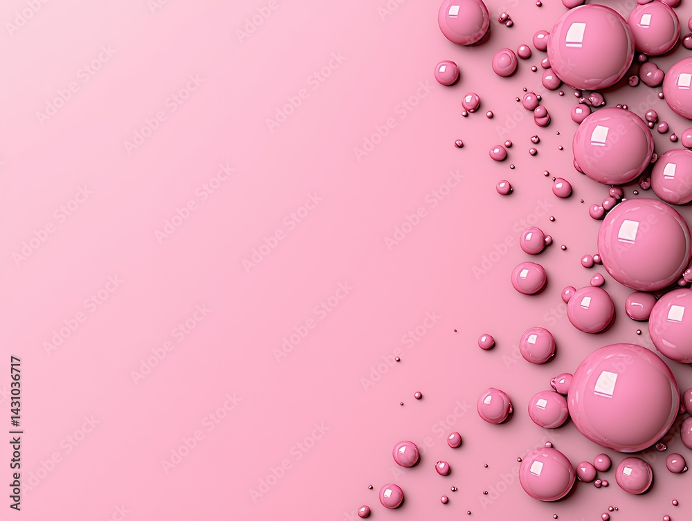Pink Glossy Spheres on Light Pink Background Pink Glossy Spheres on Light Pink Background