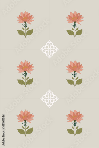 Floral tile pattern mixed with beautiful patterns.original vector.