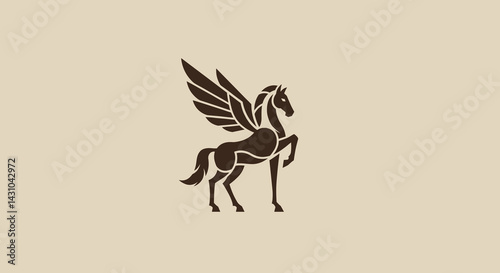 Flying Horse Logo Silhouette (Beige)