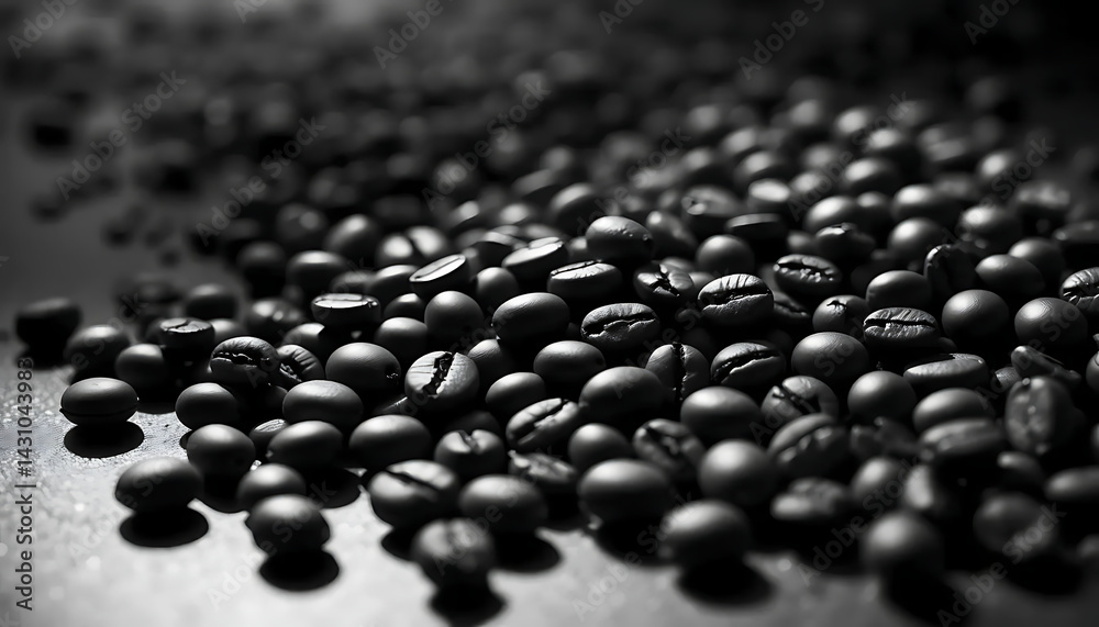 Fototapeta premium Close-up macro detail of black and white pebble-like beans shows a textured abstract pattern
