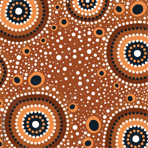 A dotted background influenced by Aboriginal artistic traditions