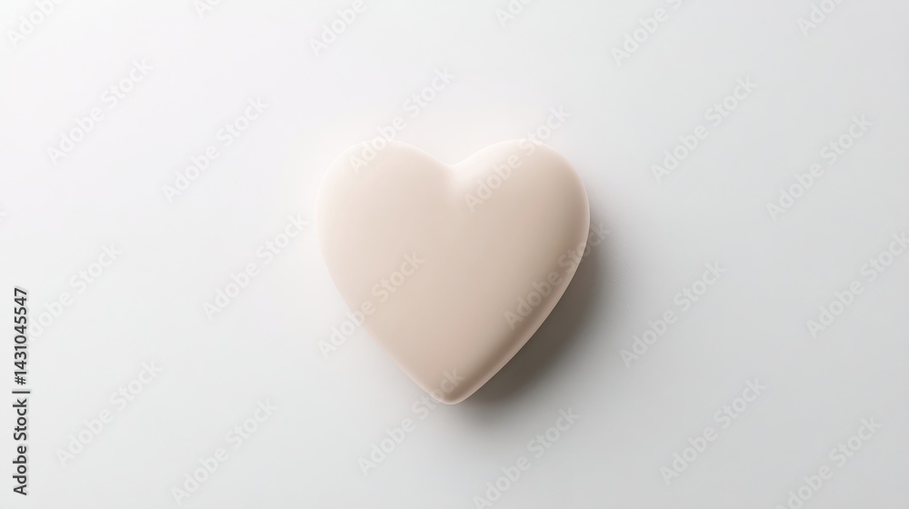 Simple, pale pink heart shape on a white background. A smooth, solid heart shape, muted pastel color, sits centrally on a plain white surface. It's a simple, elegant design Simple, pale pink heart shape on a white background. A smooth, solid heart shape, muted pastel color, sits centrally on a plain white surface. It's a simple, elegant design