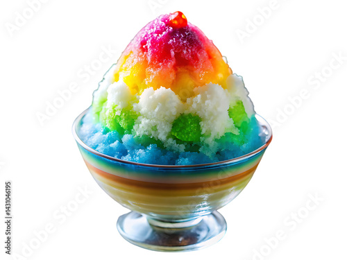 Obraz na płótnie Rainbow Shaved Ice: Delicious Dessert Recipe and Colorful Food Photography w salonie