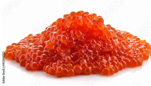 close up of red fish roe isolated on white background