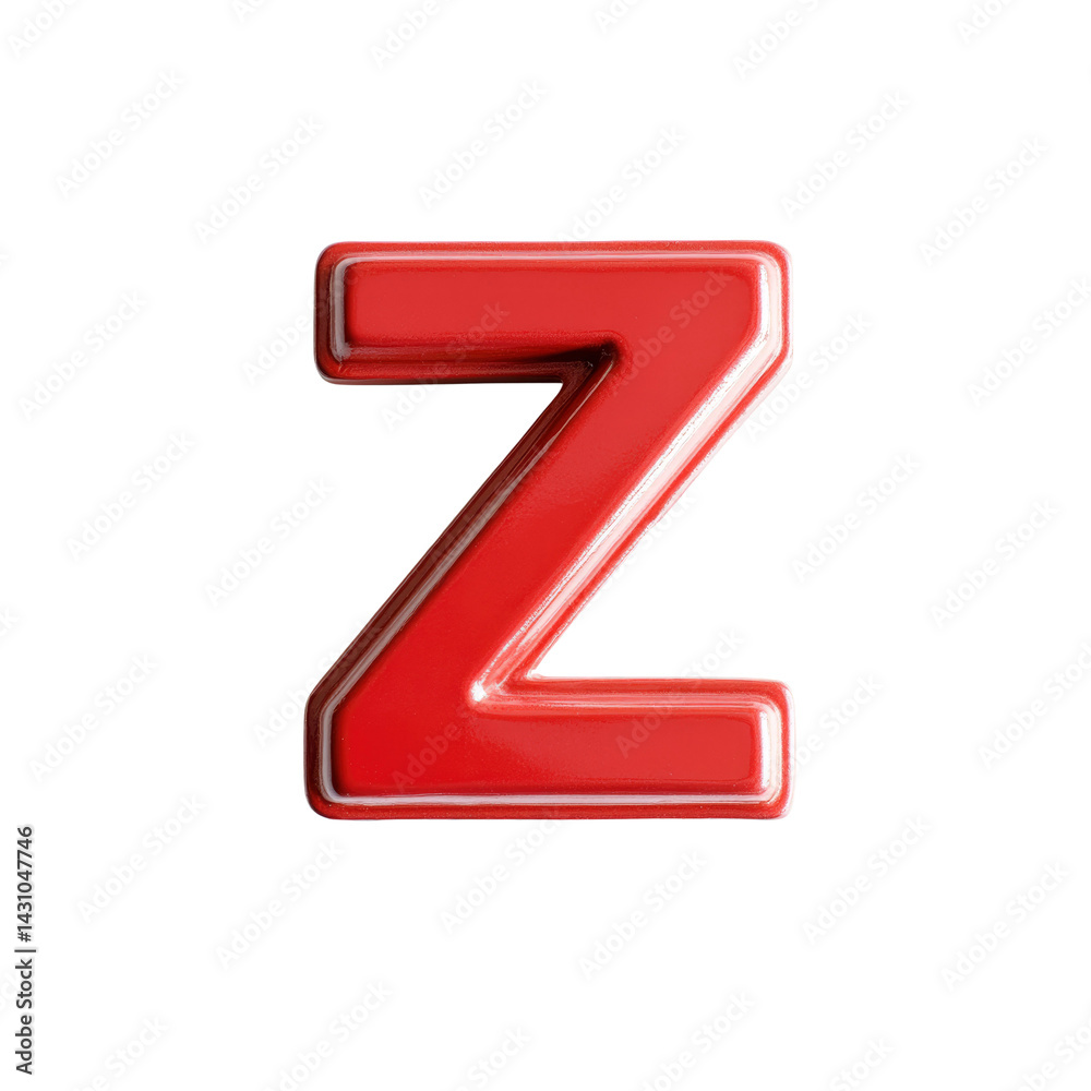 3D Red Glossy Letter Z with White Outline - Alphabetical Character 3D Red Glossy Letter Z with White Outline - Alphabetical Character