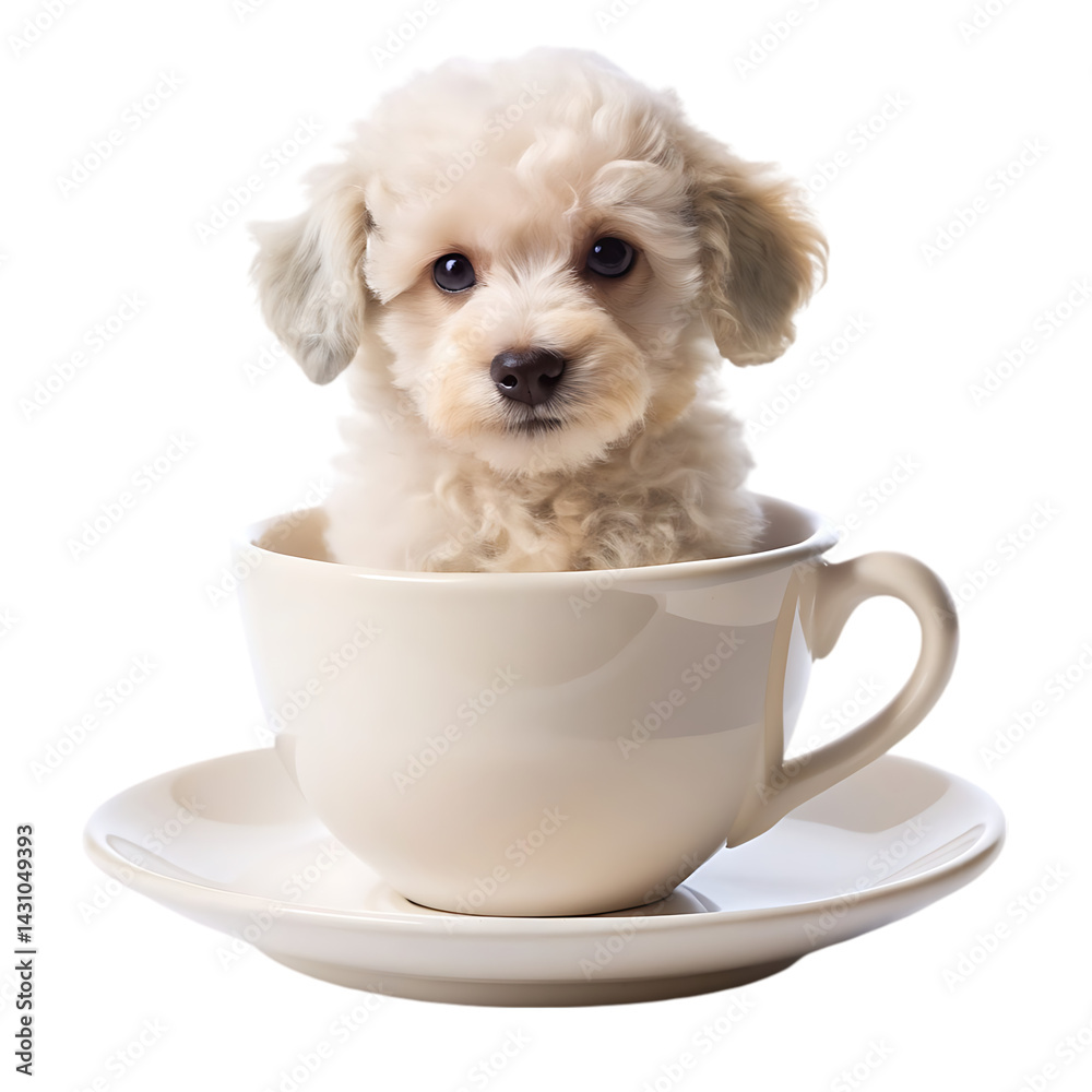 Adorable Toy Poodle Puppy in Teacup: Cute Dog Photo