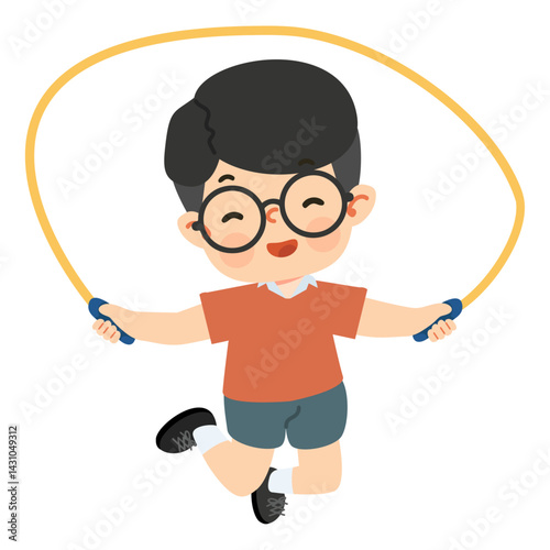 Cute Boy Playing With Rope