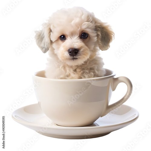 Adorable Toy Poodle Puppy in Teacup: Cute Dog Photo