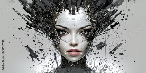 Illustrated depiction of a girl representing artificial intelligence.