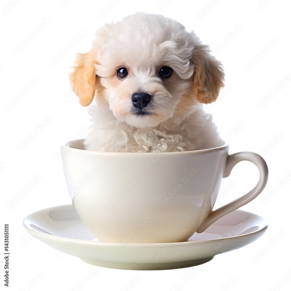 Adorable Toy Poodle Puppy in Teacup - Cute Dog Photo