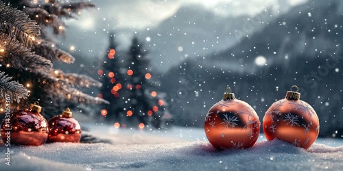 Festive Outdoor Scene with Snow and Decorated Tree