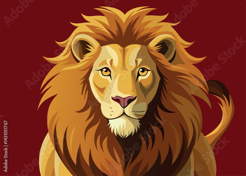 Majestic African Lion Portrait Golden Mane Powerful King of Jungle Wildlife Animal