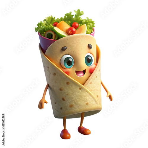 Cute Cartoon Burrito Character Illustration