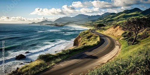 Scenic coastal road showcasing the beauty of the sea and ocean.