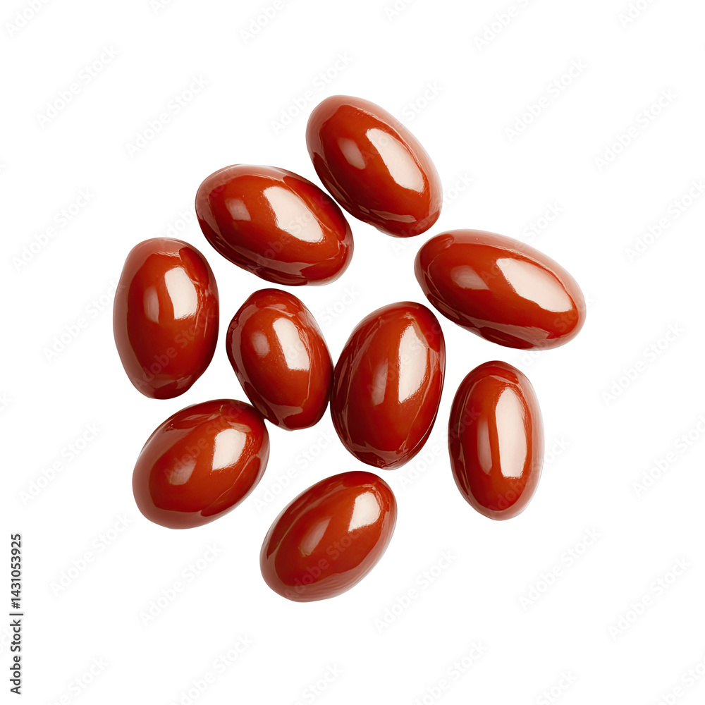 Group of reddish-brown capsules