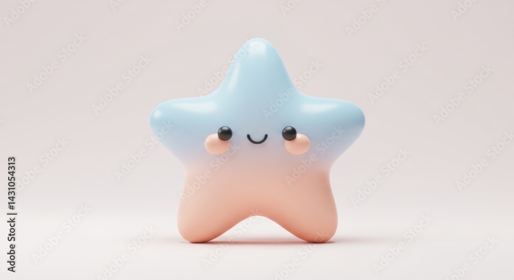 Pastel Ombre Starfish Kawaii Character 3D Render Pastel Ombre Starfish Kawaii Character 3D Render