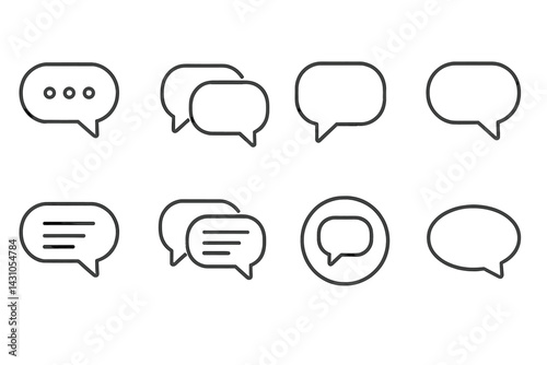 Vector icon set for messaging and communication concepts featuring diverse speech bubble designs