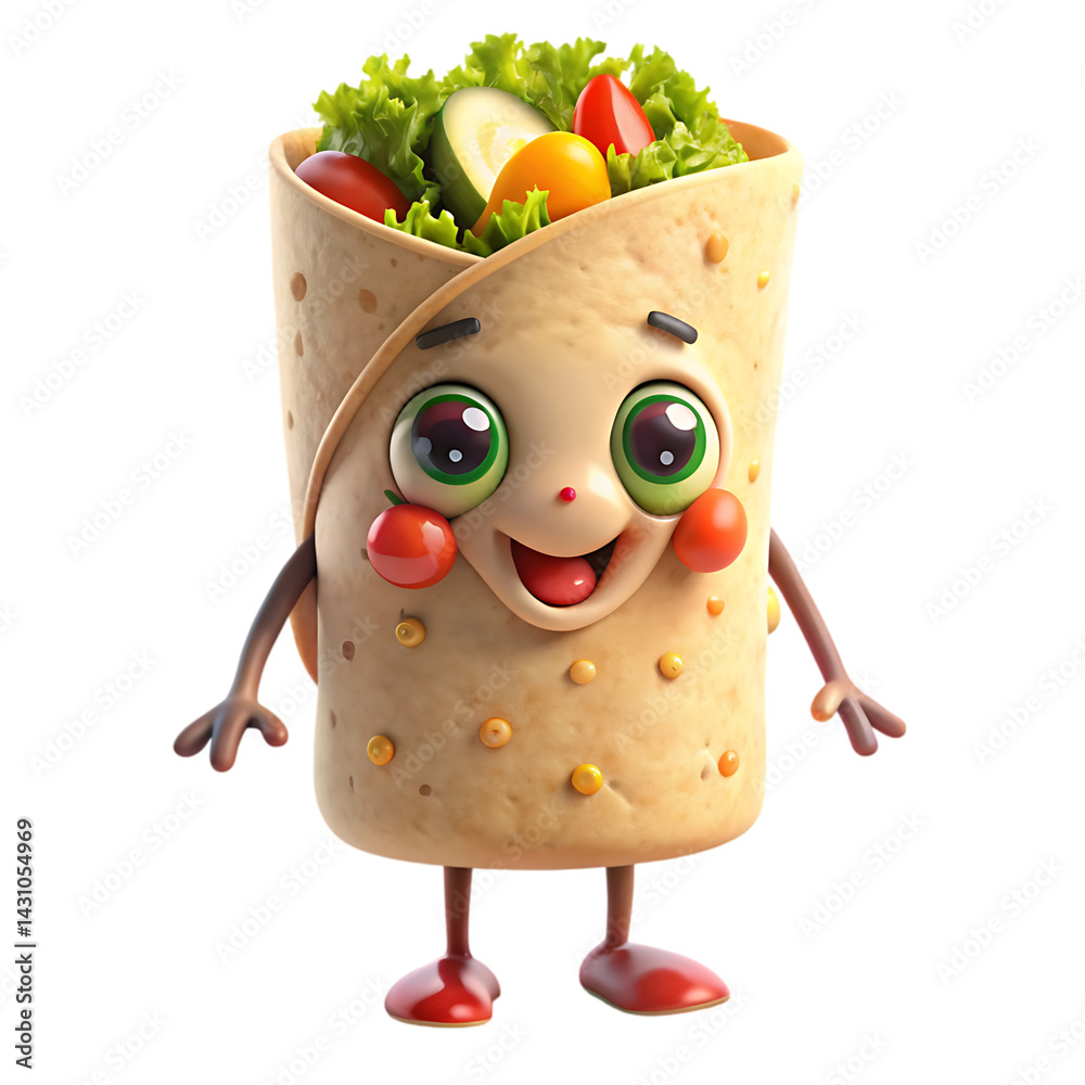 Cute Cartoon Burrito Food Illustration